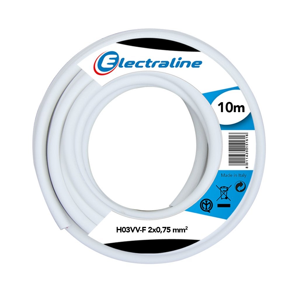 Cavo Elettrico Electraline H03VV-F - 2x0,75 Mm², 10 Metri, Bianco - Foto 6