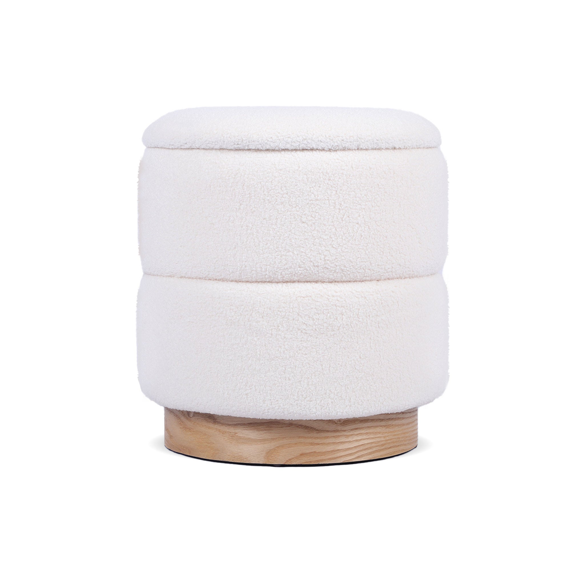 Pouf coffre ROMÉO tissu bouclette blanc - 3