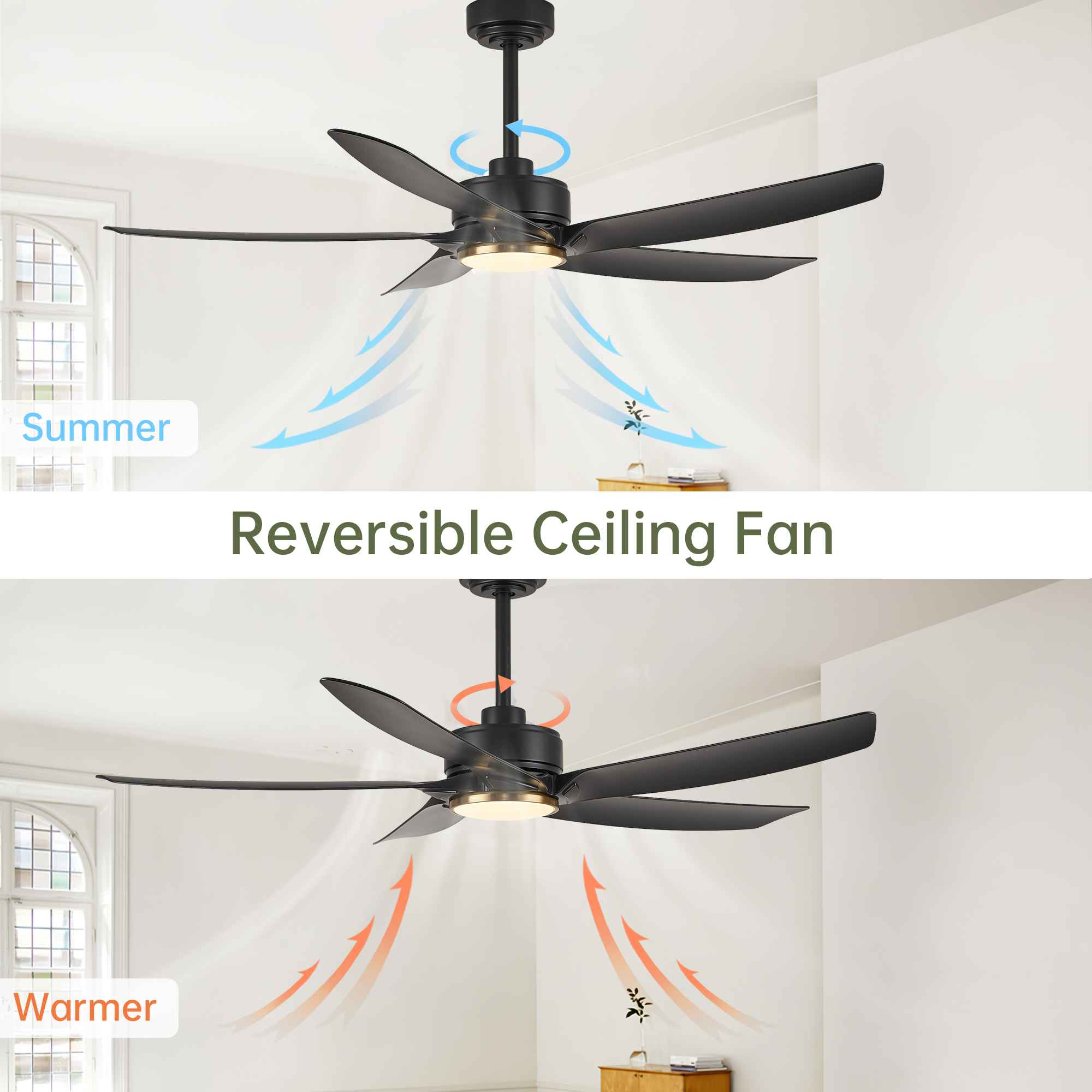 Ventilateur Plafond 132cm Moderne avec LED, Télécommande APP, 6 Vitesses, Réversible, Mode Veilleuse - 5