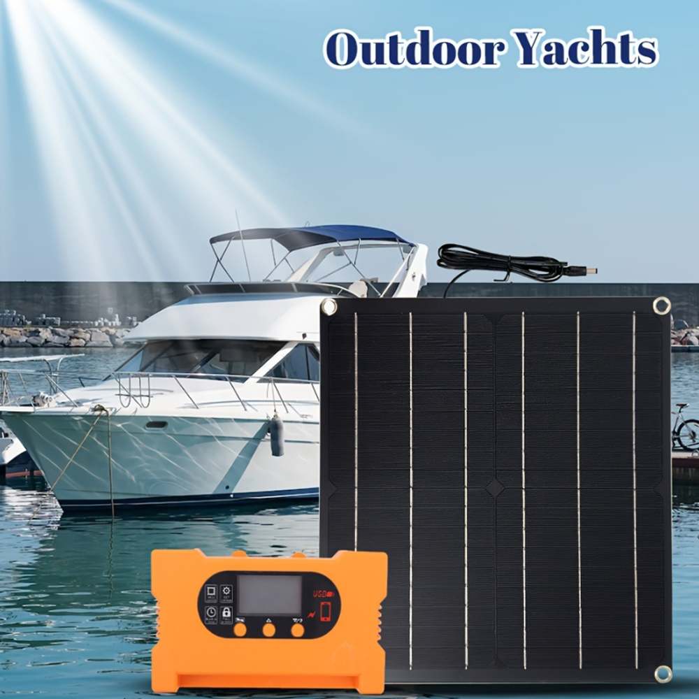 Painel solar monocristalino 20W com controlador de armazenamento 40A, painel de carga de emergência - 4