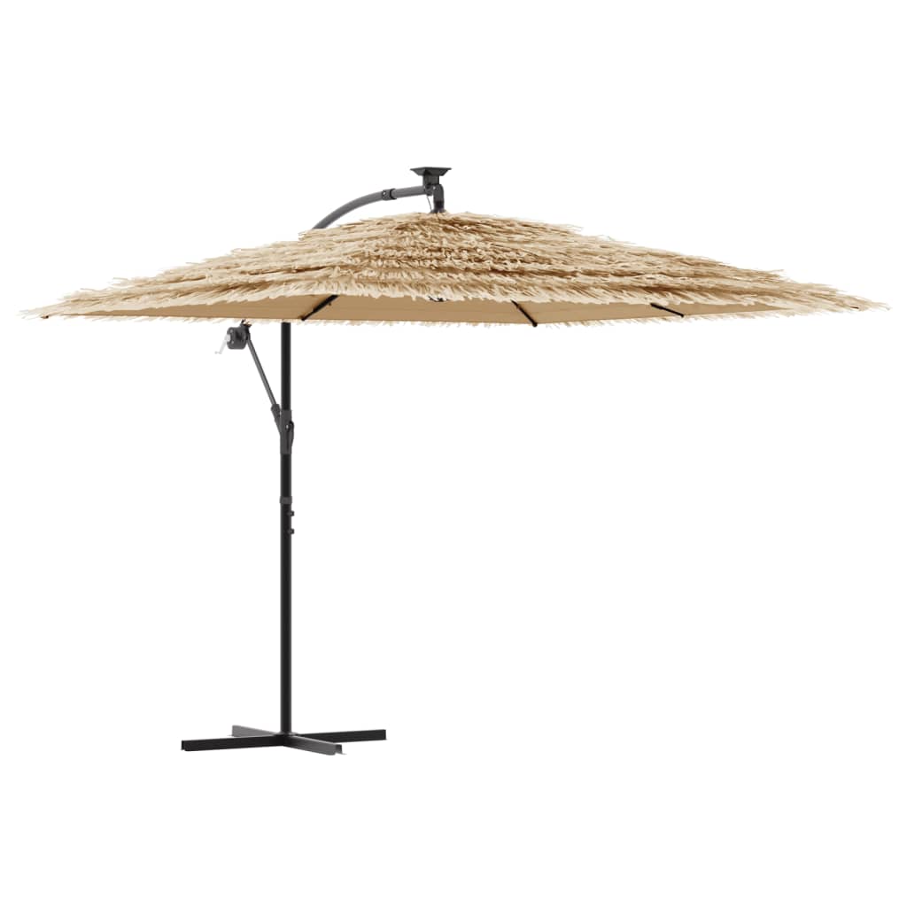 Parasol de jardin avec LED et mât en acier marron 269x269x235cm vidaXL - 2