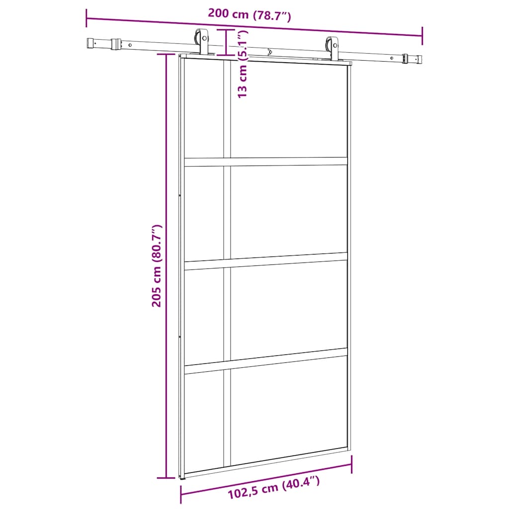 Puerta corredera herrajes negro 102,5x205 cm vidrio templado vidaXL - 3