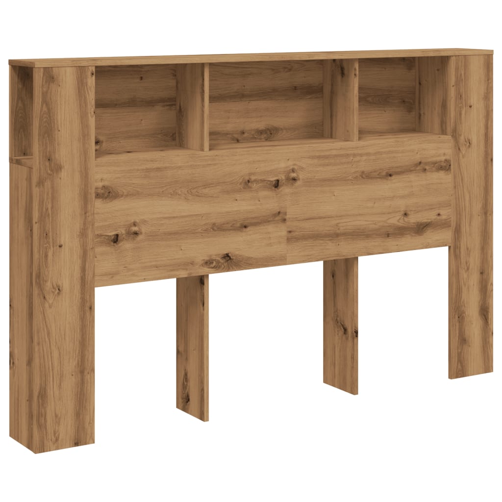 Meuble tête de lit artisanal en chêne 160x18,5x103,5 cm - COMFORTXL - 9