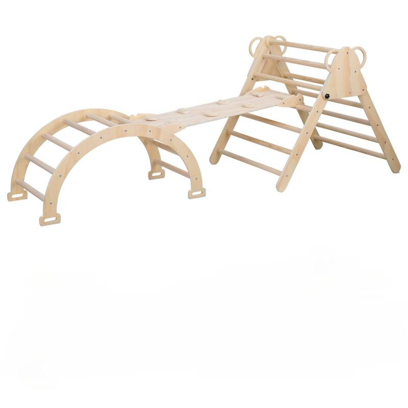 2 En 1 Triangle D'escalade Montessori Enfant Avec Rochers Colorés, Échelle D'escalade, Charge