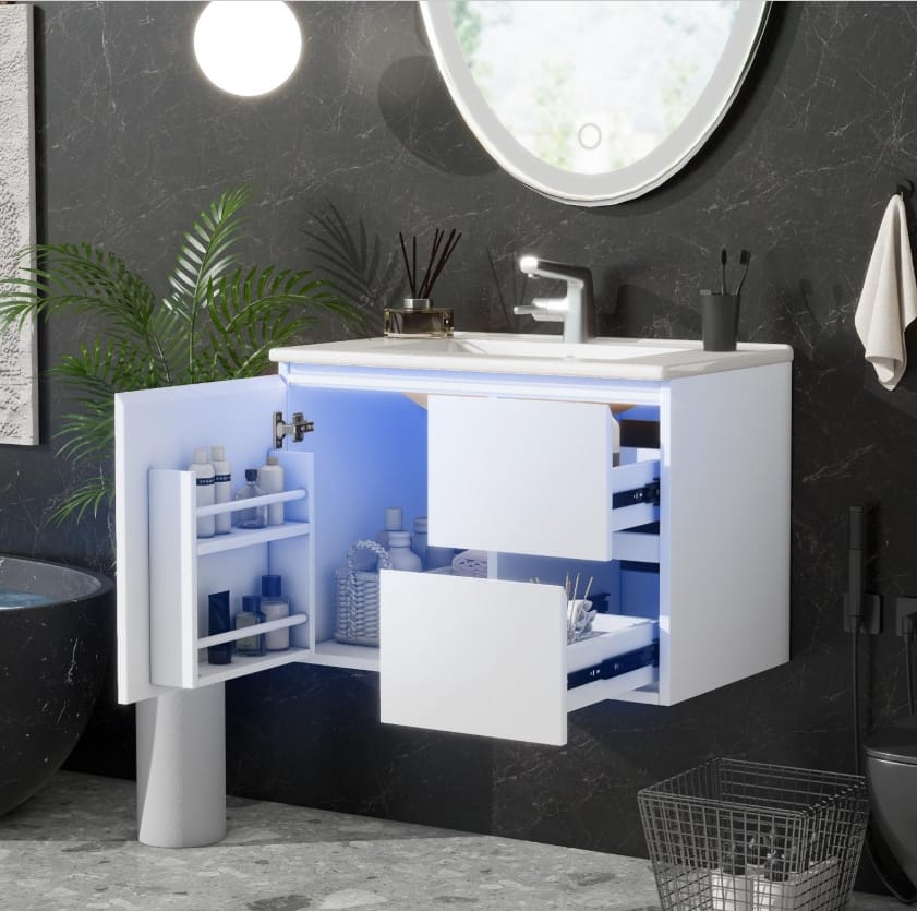 Mobile da bagno con appoggio 1 lavabo con 2 cassetti, 120 cm, noce Mobile da bagno con appoggio 1 lavabo con 2 cassetti, 120 cm, noce