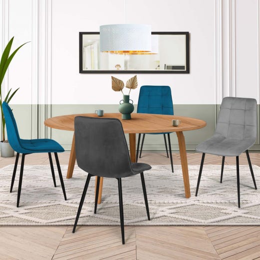 Chaise Cuisine Moderne IDMARKET Lot De 4 Chaises ROBINE En Velours Bleu Pieds Noirs - Maison Chaise Salle A Manger Lot De 4 Chaise Cuisine Moderne IDMARKET Lot De 4 Chaises ROBINE En Velours Bleu Pieds Noirs - Maison Chaise Salle A Manger Lot De 4