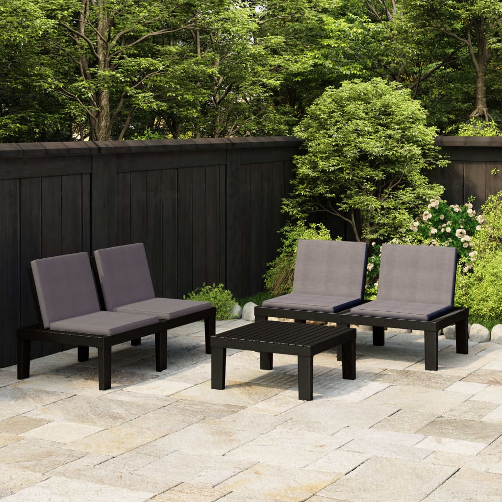 Salon de jardin 3 pcs | Mobilier d'Extérieur | Ensemble de Table et chaises avec coussins Plastique Gris686454 - 2