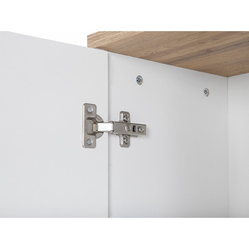Meuble haut blanc et chêne pour rangement salle de bain Cambay - 5