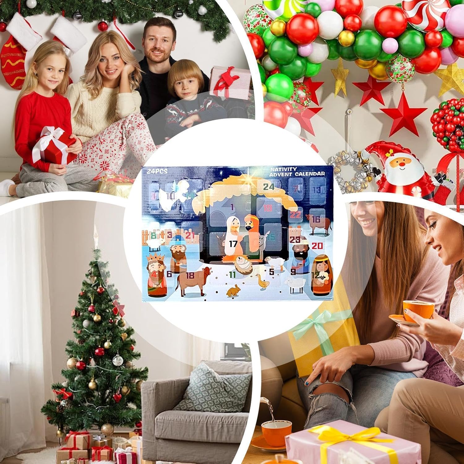 Kalendarz adwentowy, 24 dni szopki, zestaw zabawek, kalendarz odliczający do świąt Bożego Narodzenia, świąteczne prezenty-niespodzianki 24 w 1 - 6