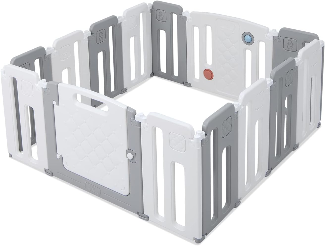 Parc Bébé Pliable Avec Tapis - 200x200x60 Cm - Maille Respirante, Ventouses Antidérapantes - Intérieur/extérieur - Gris Clair