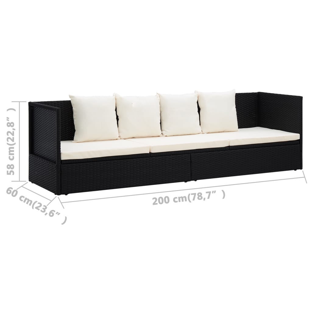 Canapé de jardin avec coussin et oreillers Résine tressée Noir - 8