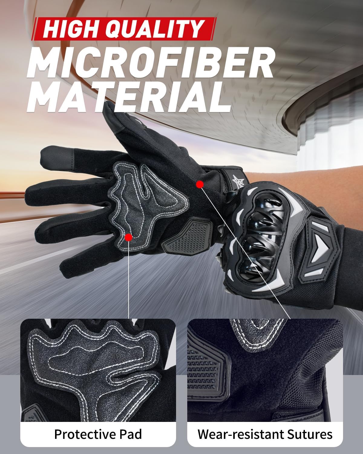 Gants de moto pour homme et femme - Respirants - Écran tactile - Gants de motocross - VTT - Pour la conduite, le cyclisme, la trottinette，2XL - 6