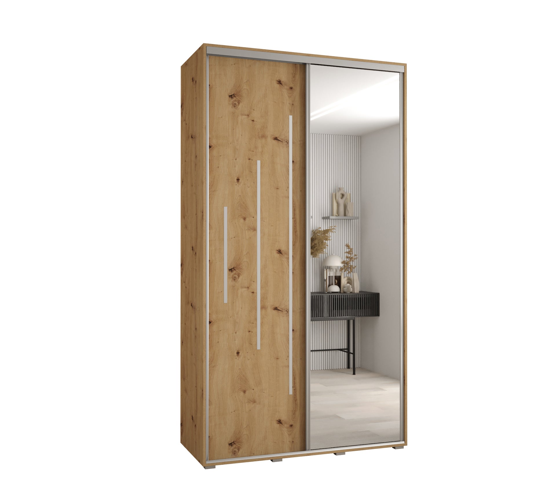 Szafa przesuwna z lustrem wysoka Davos 13 130 x 60 x 235,2 cm artisan + artisan + u. srebrny - Abiks Meble