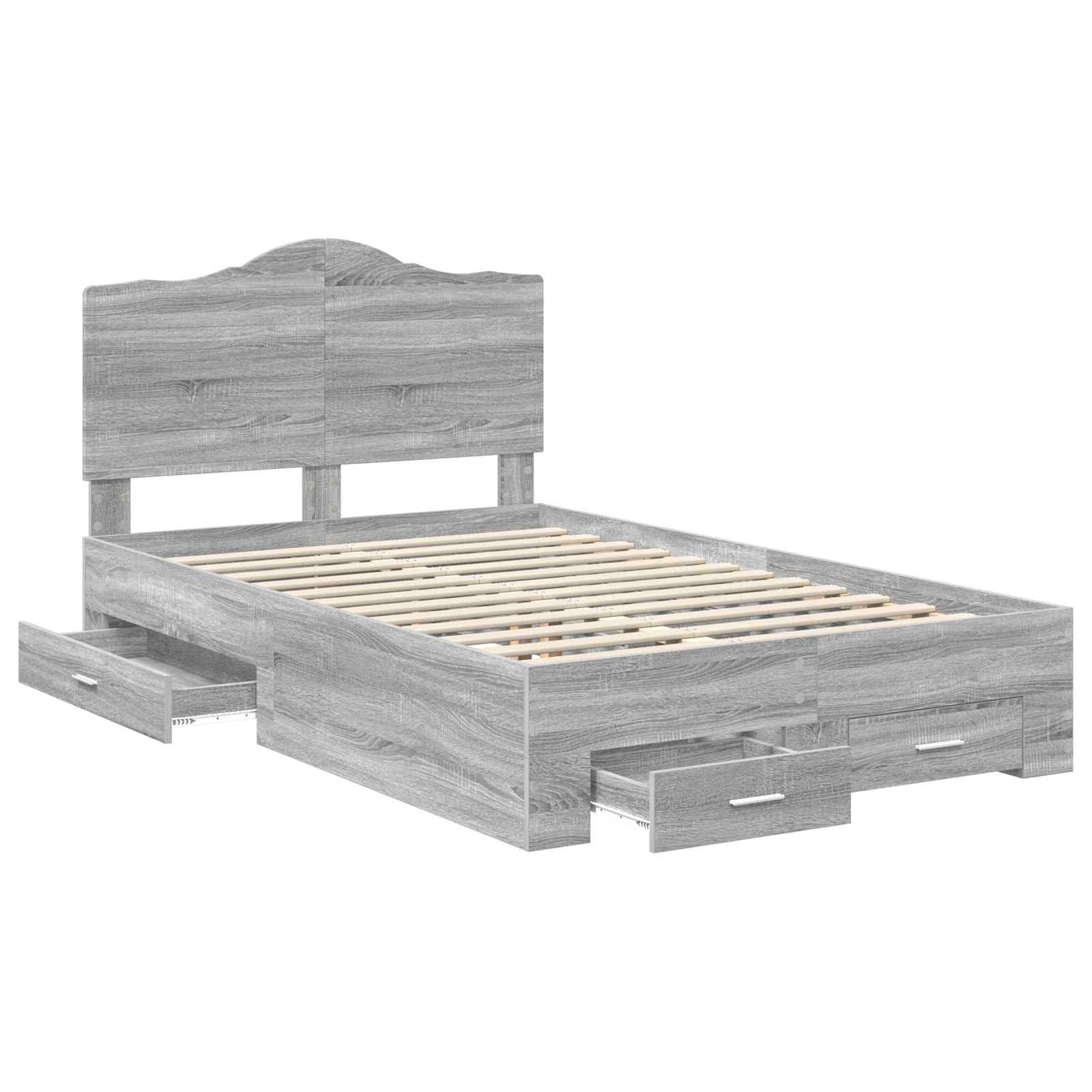 Cadre de lit en panneau de bois gris pour la chambre, 135 × 190 cm - 5