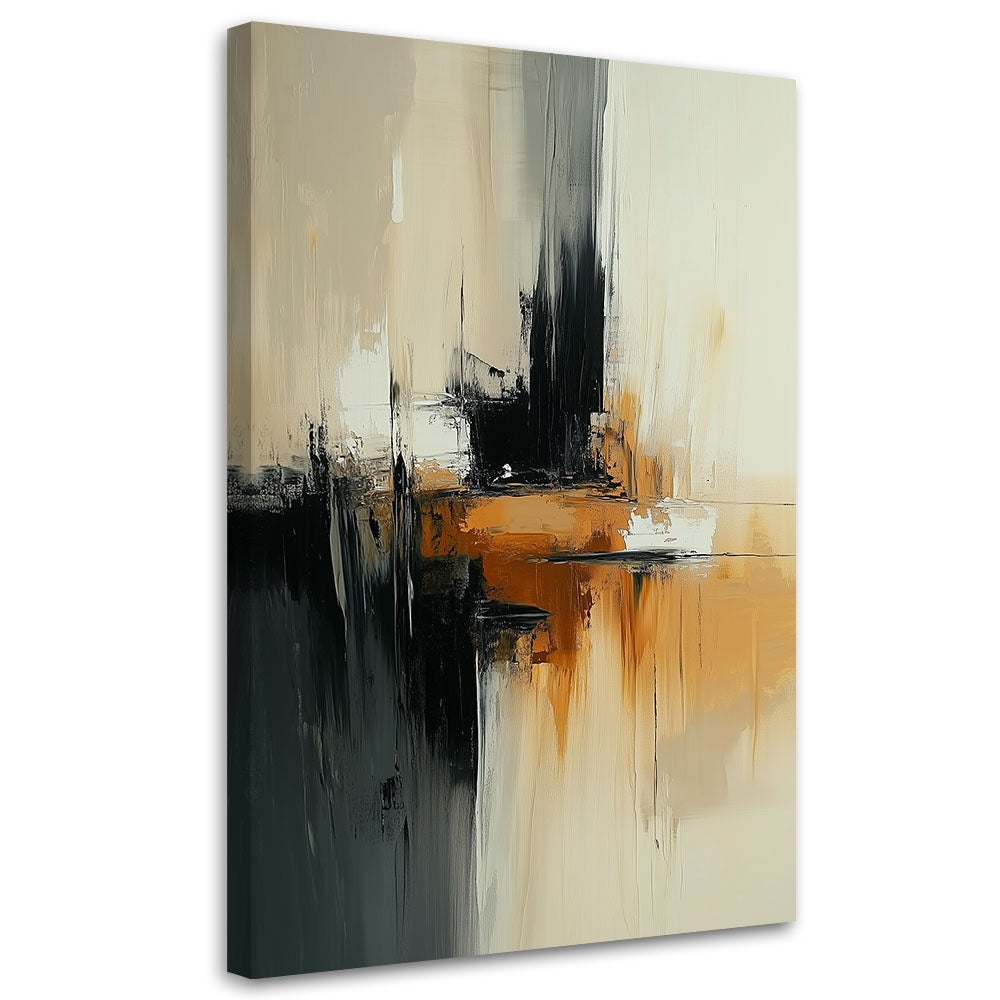 Obraz do salonu abstrakcja beżowy pomarańczowy czarny 80x120