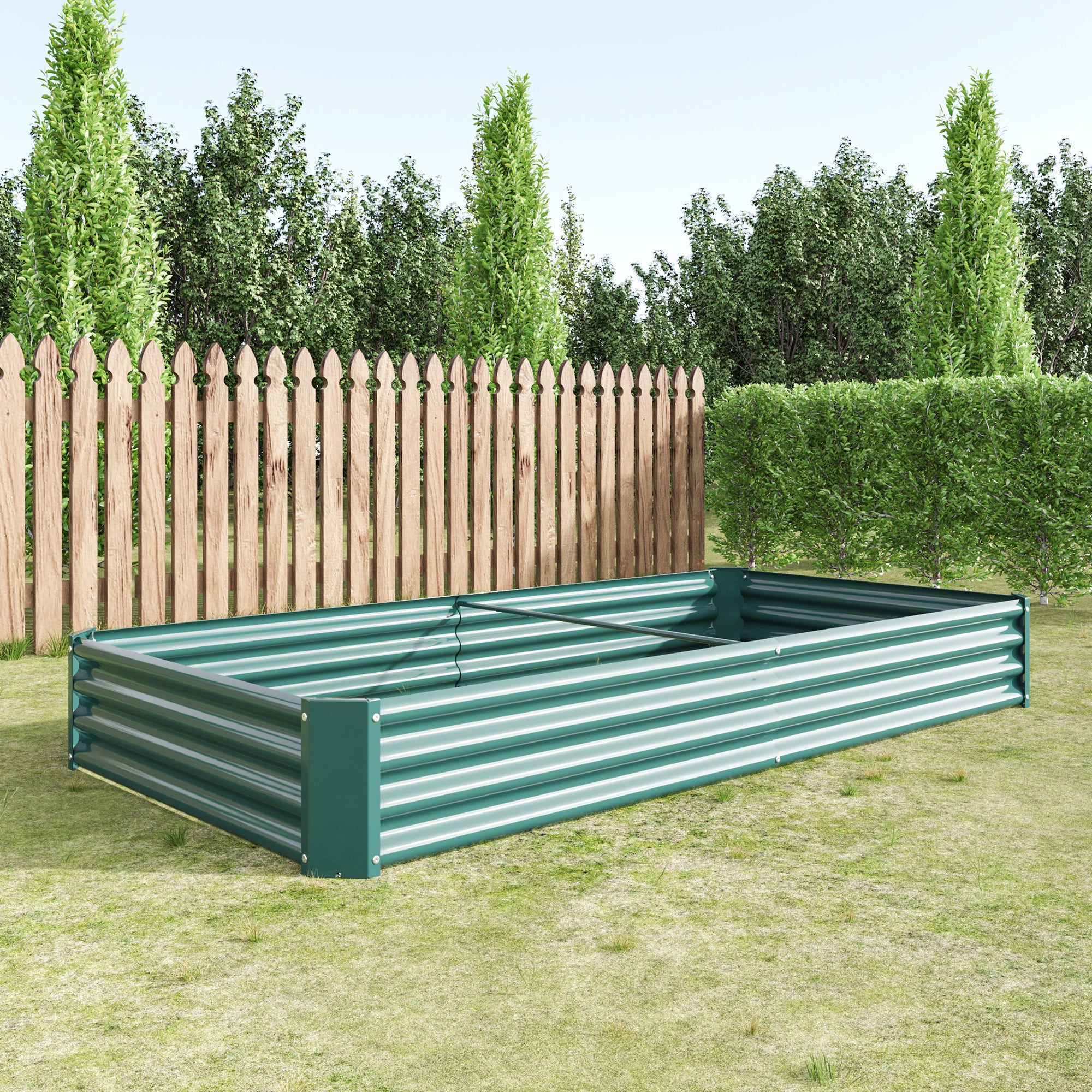Grand bac surélevé 232x113x30 cm en acier galvanisé pour potager et fleurs - Design jardin - 5