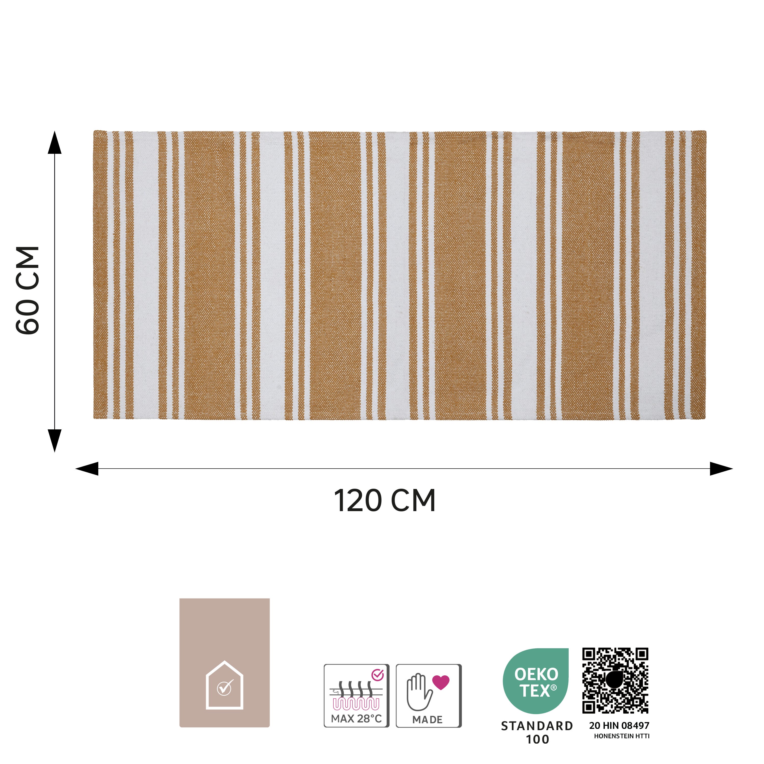 INSPIRE - Tapis rayé reversible en coton AYLANE- 60 x 120 cm - Jaune et blanc - 2