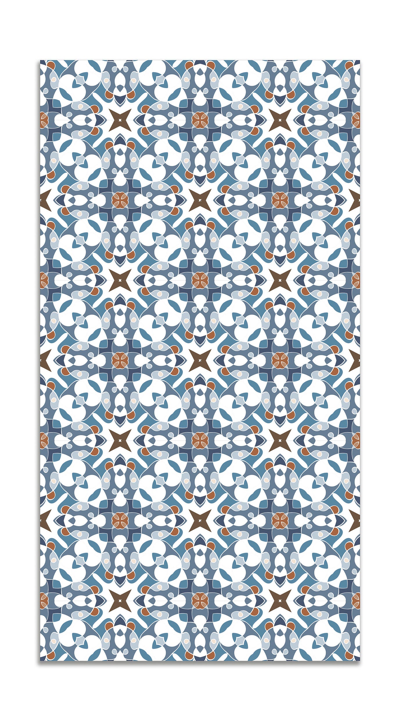 Panorama alfombra vinílica - alfombra de vinilo cocina, habitación, pasillo - decoración hogar - azulejo hidráulico tipo oriental azul 120x170 cm