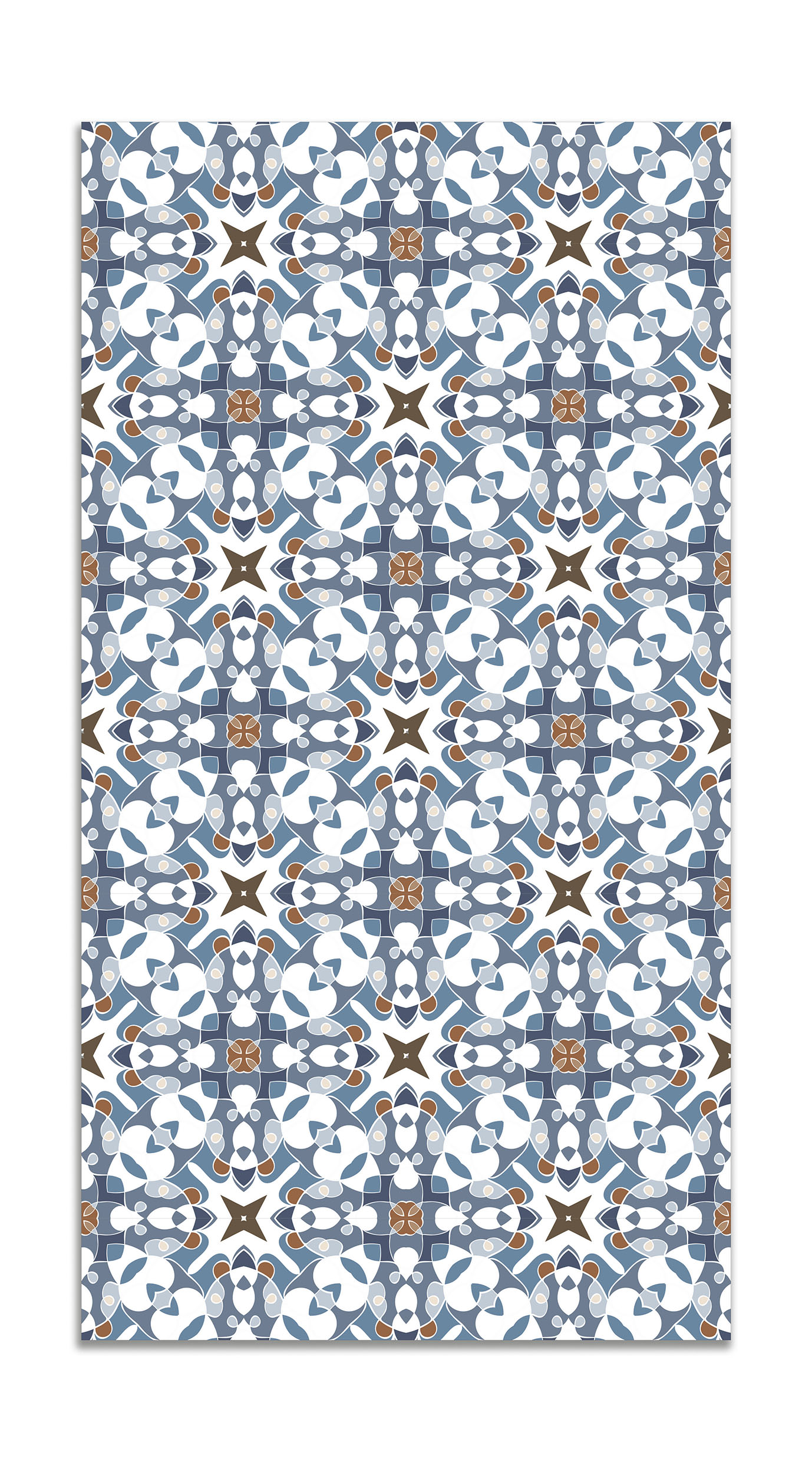 Panorama alfombra vinílica azulejo hidráulico tipo oriental azul 200x250 cm - alfombra cocina vinilo - alfombra salón antideslizante