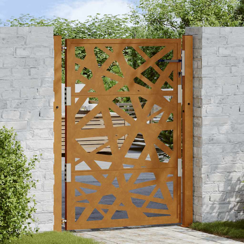 Porte De Jardin En Acier Noir 85x150 Cm – Design Moderne, Anti-rouille, Résistante Aux Intempéries