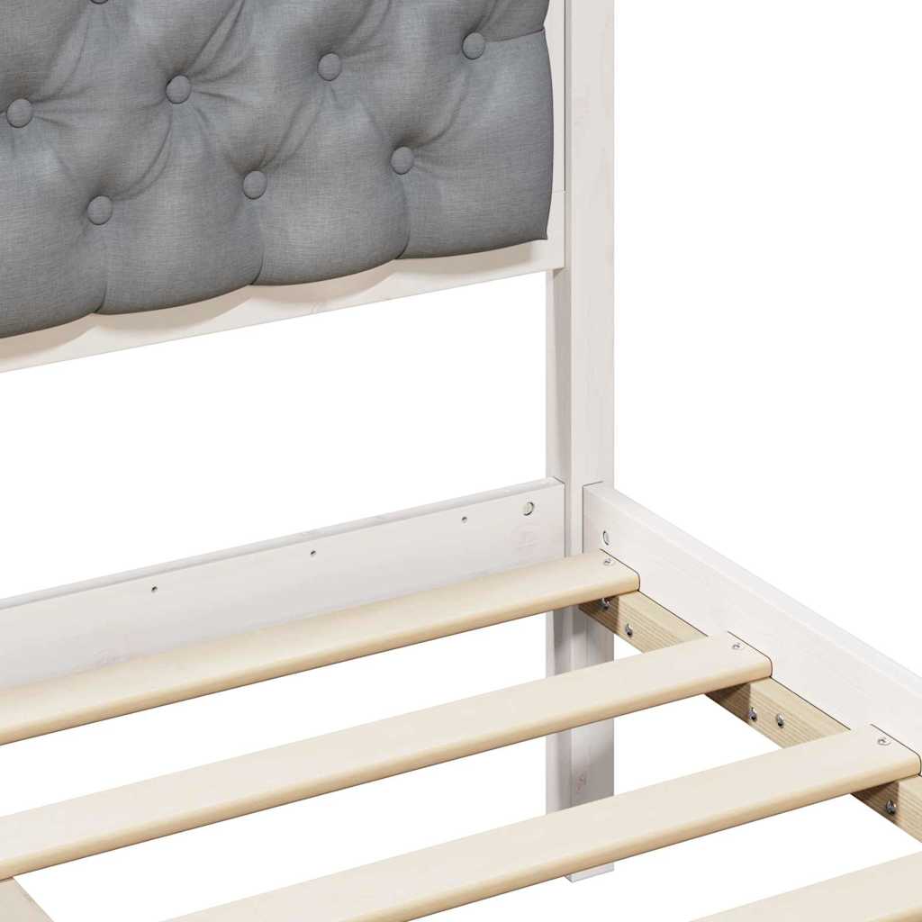 Cadre de lit gris clair, pin massif, pour la chambre, 135 × 190 cm - 8