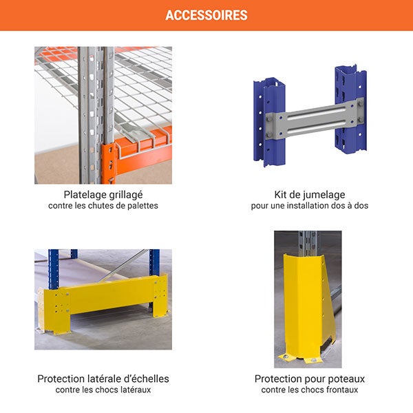Rack à palettes à 2 niveaux - Element suivant - 3000x3600x1100mm - Utilisable uniquement avec un module de départ - RAYOPAL/2N/3036/S - 5