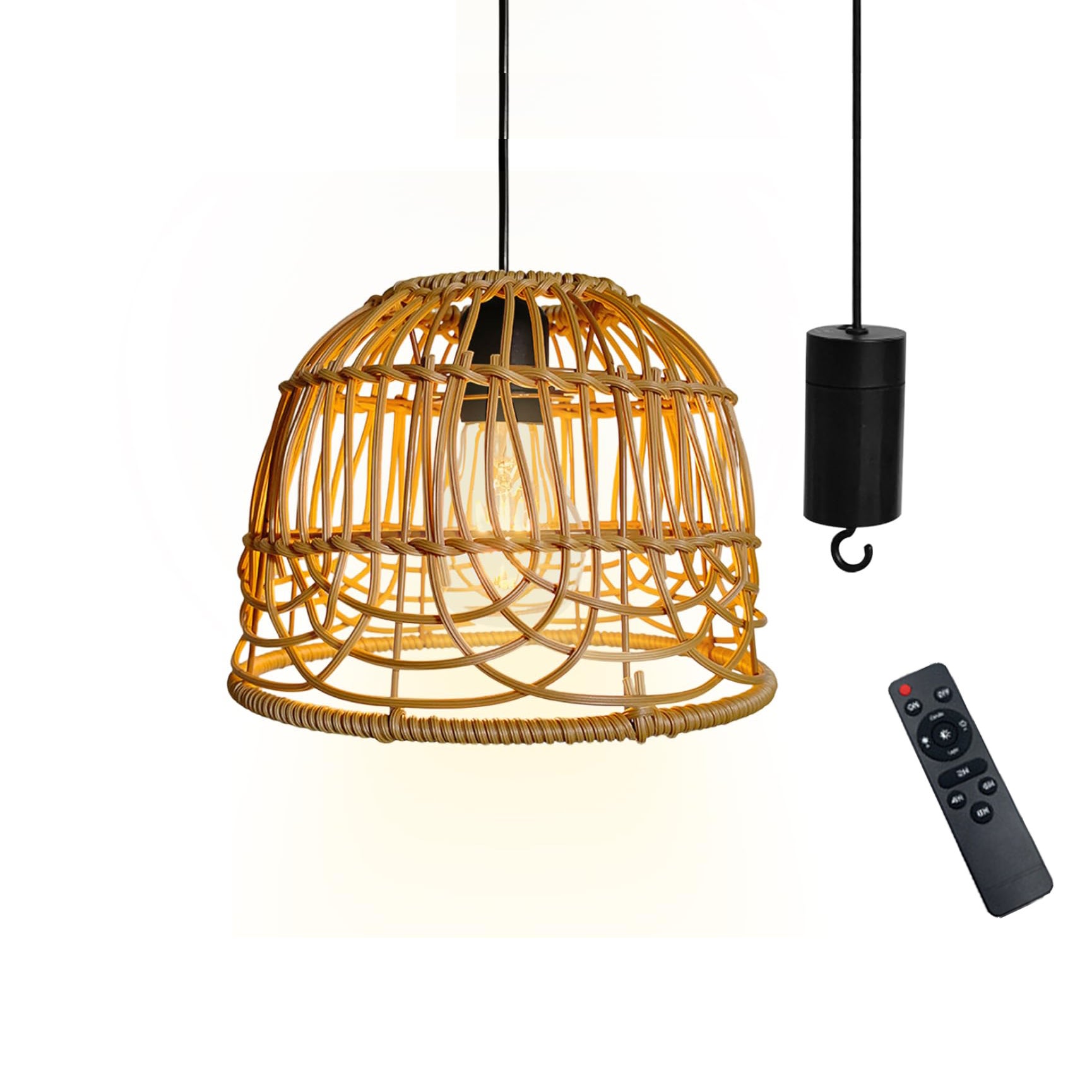 Lampa wisząca Roard, E27 Zewnętrzne oświetlenie bateryjne w stylu bohemy, przenośne, z pilotem