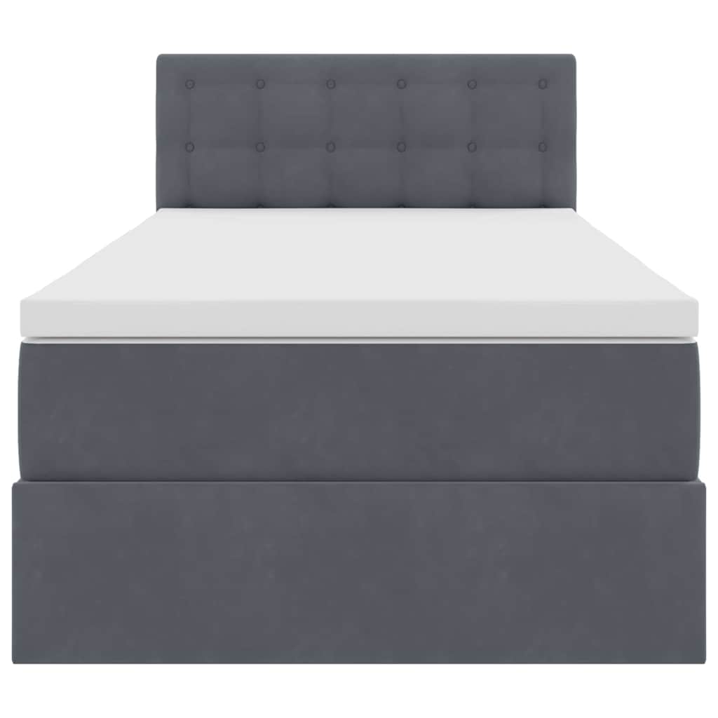 Lit avec rangement en velours gris foncé, pour la chambre, 90 × 190 cm - 7
