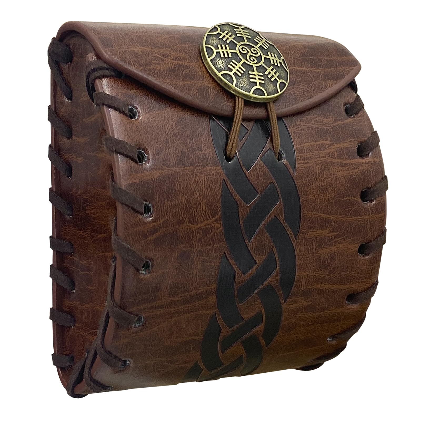 NHQ Sac à Dés En Cuir PU - Pochette Vintage à Cordon Pour Jeux RPG, Dés, Pièces Et Petits Accessoires