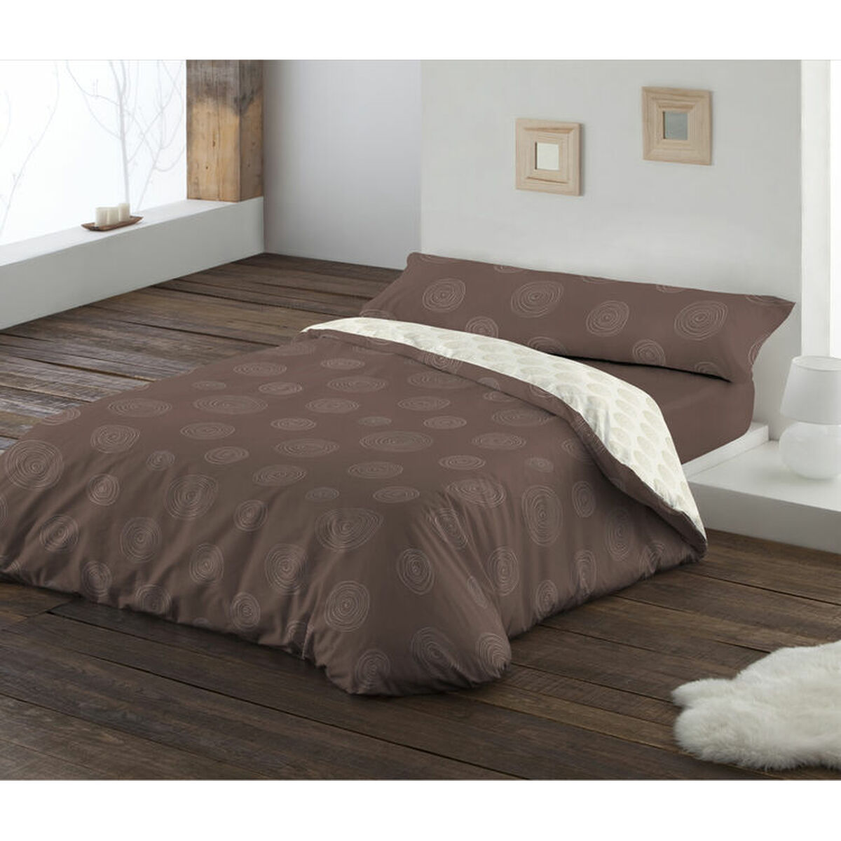 Juego de funda nórdica hosteline lienzo marrón cama de 135 2 piezas - marca: hosteline - ean: 8430316809134