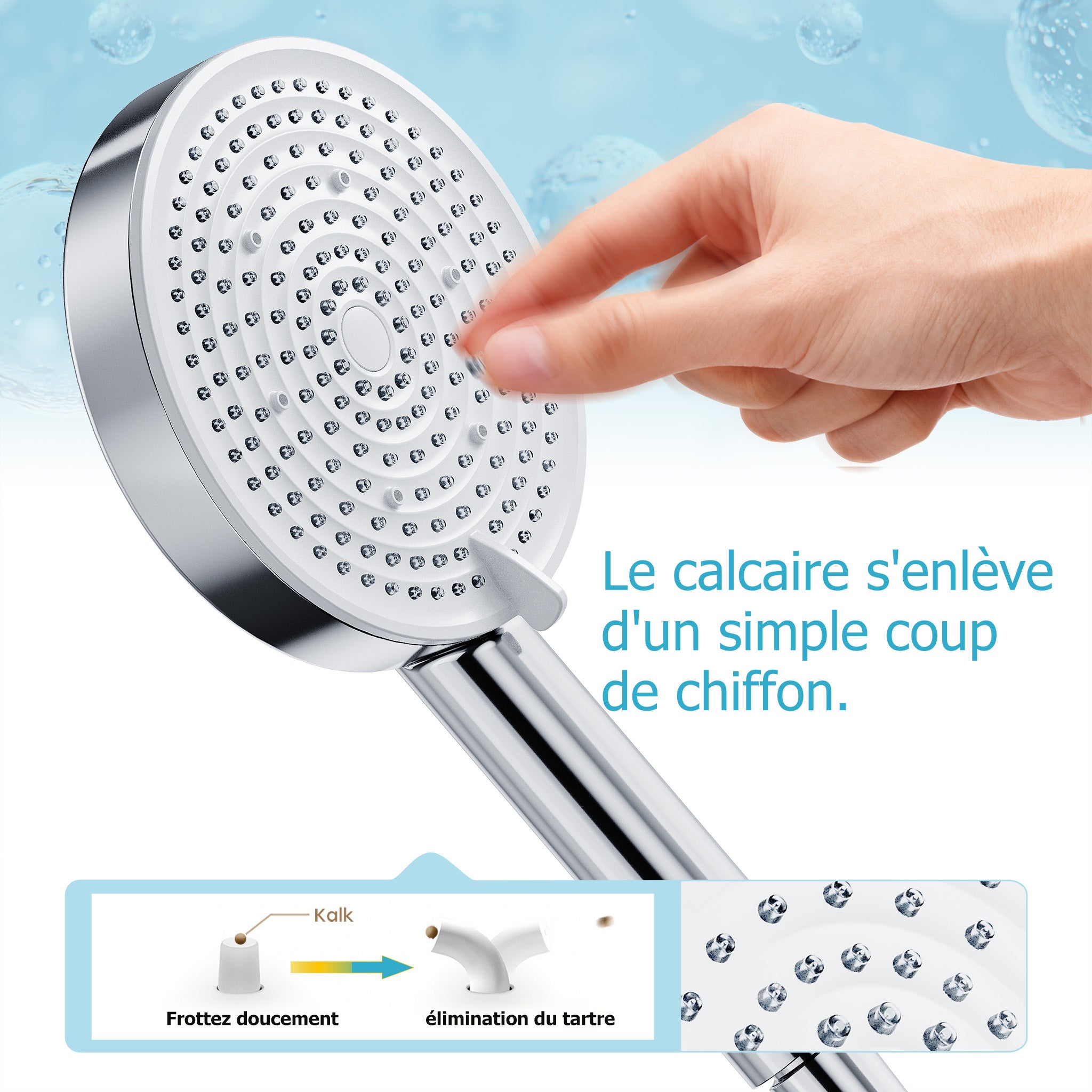 HOROW Ensemble de Douche Thermostatique, Ensemble Douche avec 5 modes, kit de douche effet pluie chromé, valve en laiton, hauteur réglable - 7