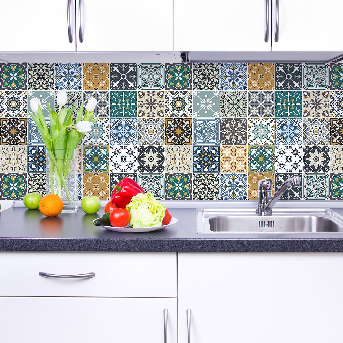 24 adesivi piastrelle di cemento azulejos mondelo - Sticker adesivo - adesivi murali - 24stickers10x10cm - 3