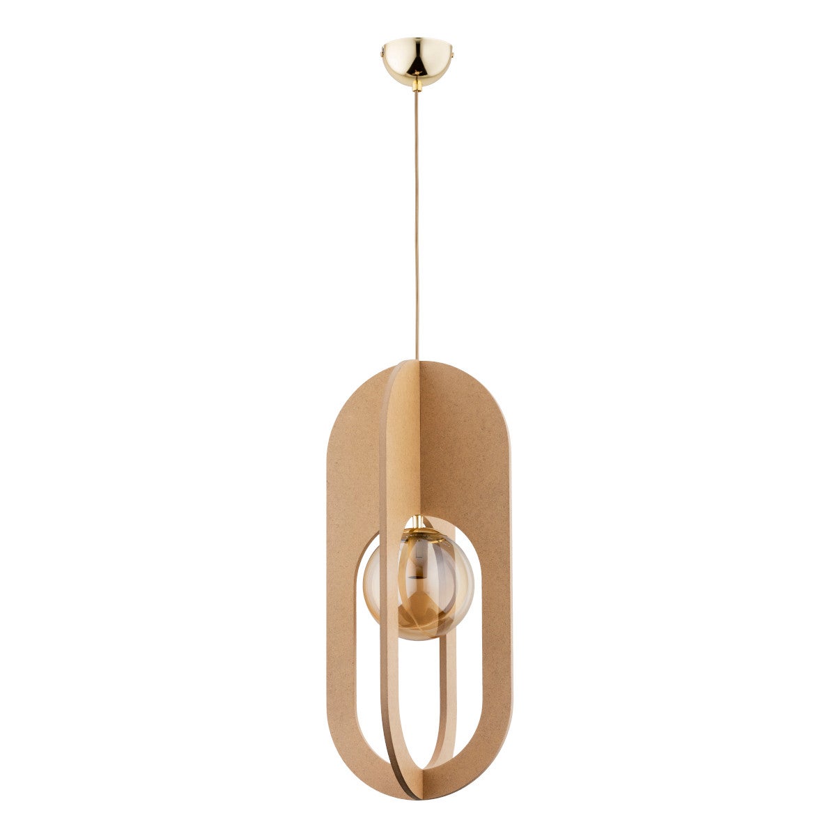 Lampa wisząca Terra jasne drewno-złota-bursztynowy 1xE14x10W wym: 100 x 26 x 26 cm metal Alfa