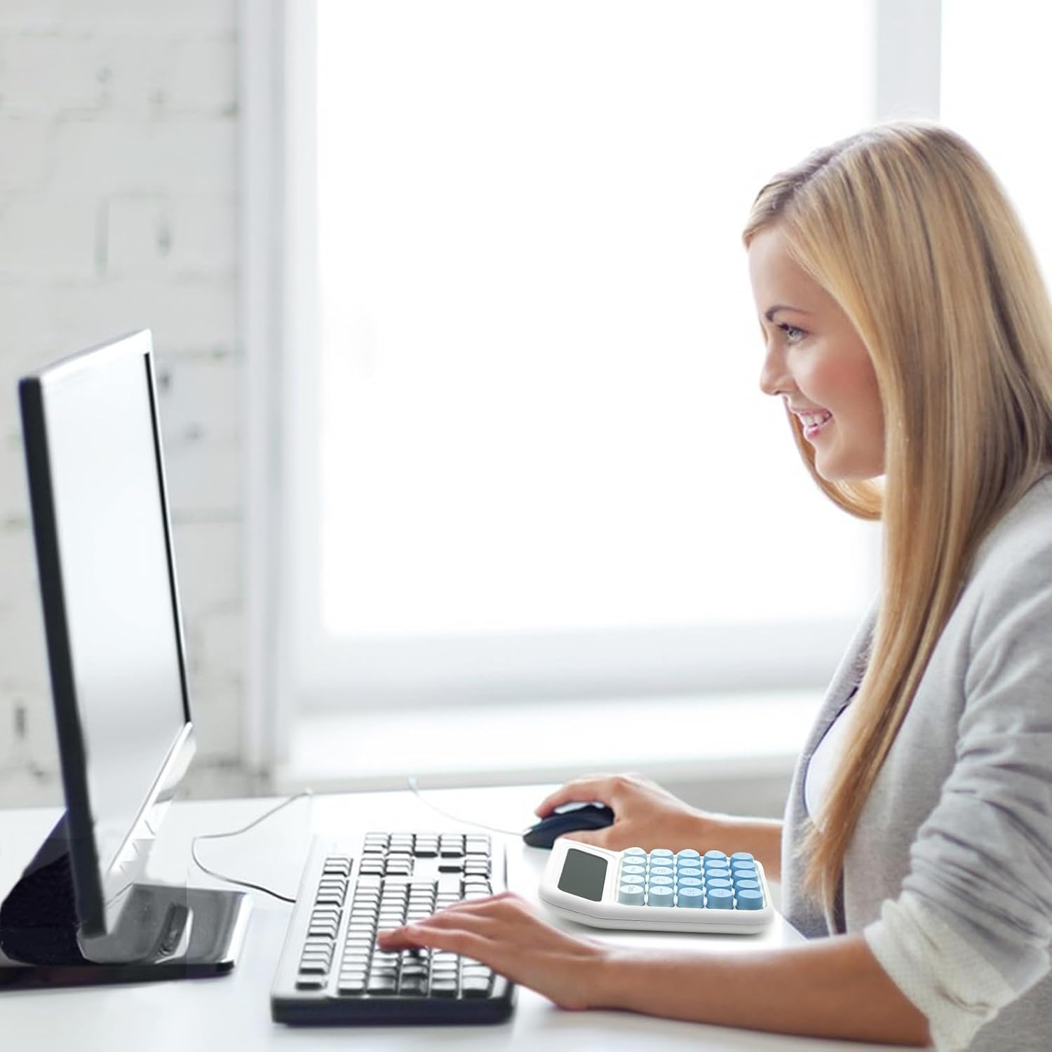 calcolatrice celeste (157*111*27mm), calcolatrice standard con display a 12 cifre, materiale per ufficio e accessori - 4