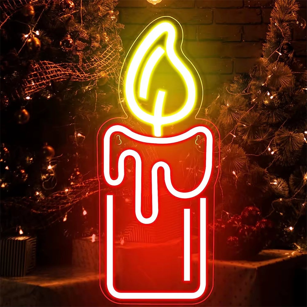 Neonowa lampka nocna neonowa świeczka dekoracja ścienna neon LED odpowiednia na ścianę w sypialni neonowy prezent na przyjęcie urodzinowe lub ślub