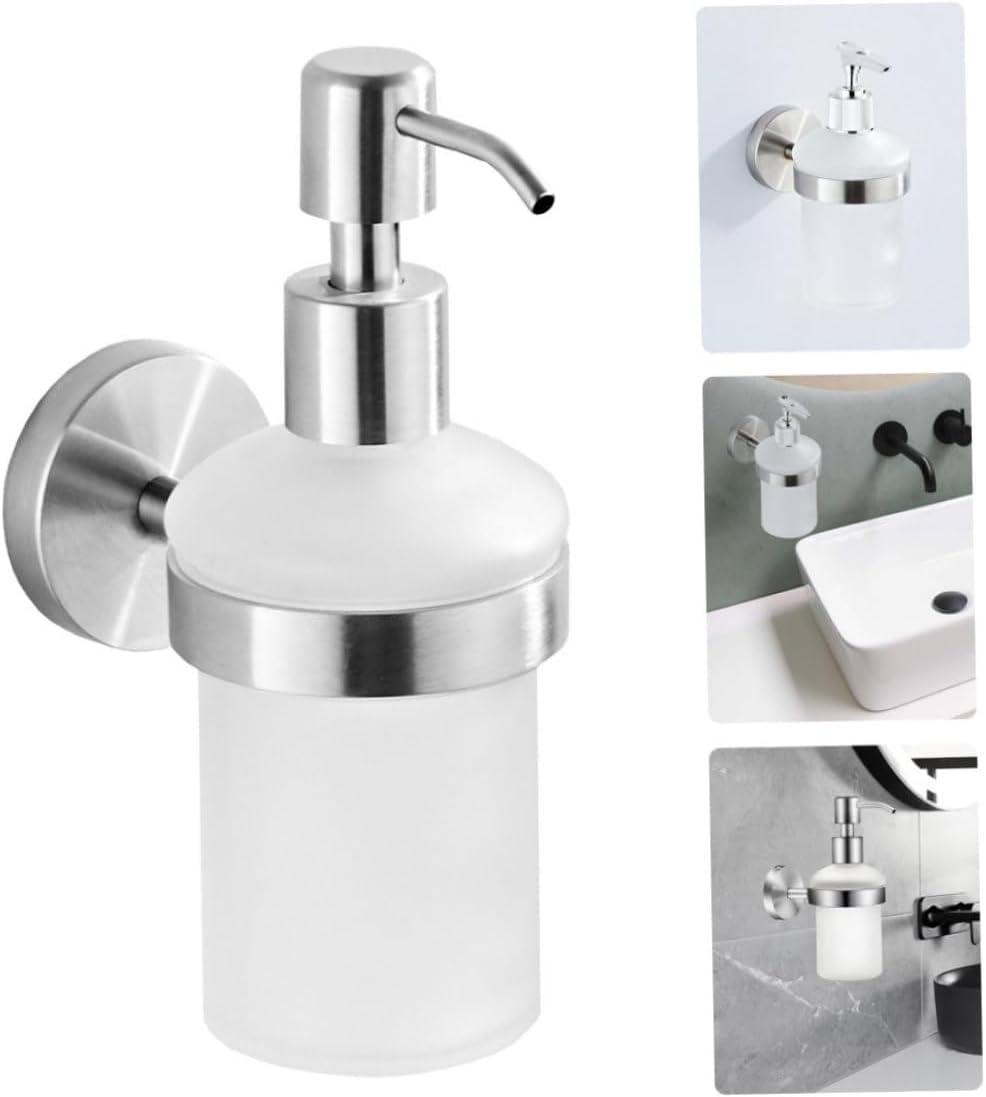 Distributeur de savon mural manuel - Distributeur de savon liquide avec support - chrome - 200ML - 2