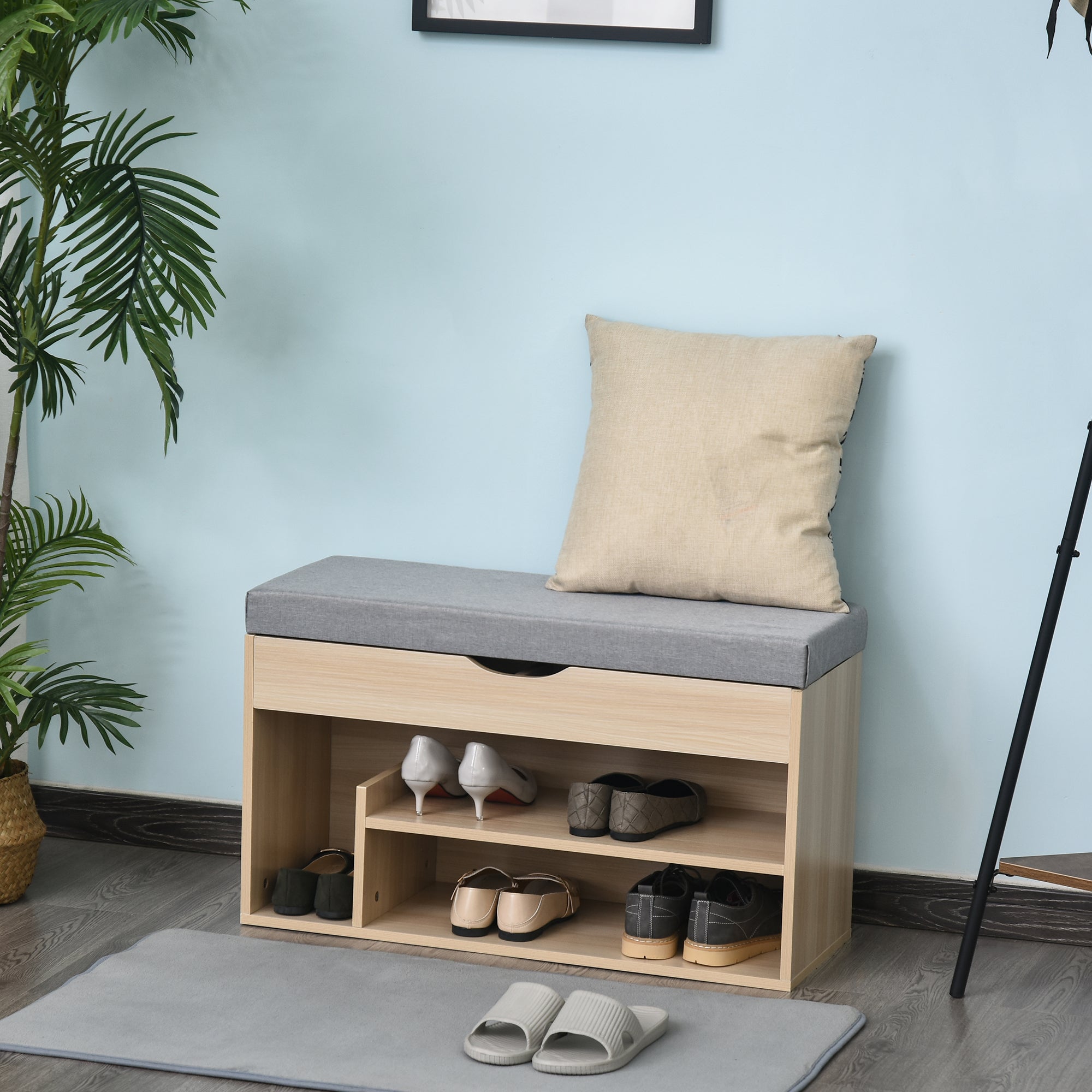 HOMCOM Panca In Legno Per 2 Persone – Seduta Bicolore Naturale E Base Nera, 102x36x45 Cm