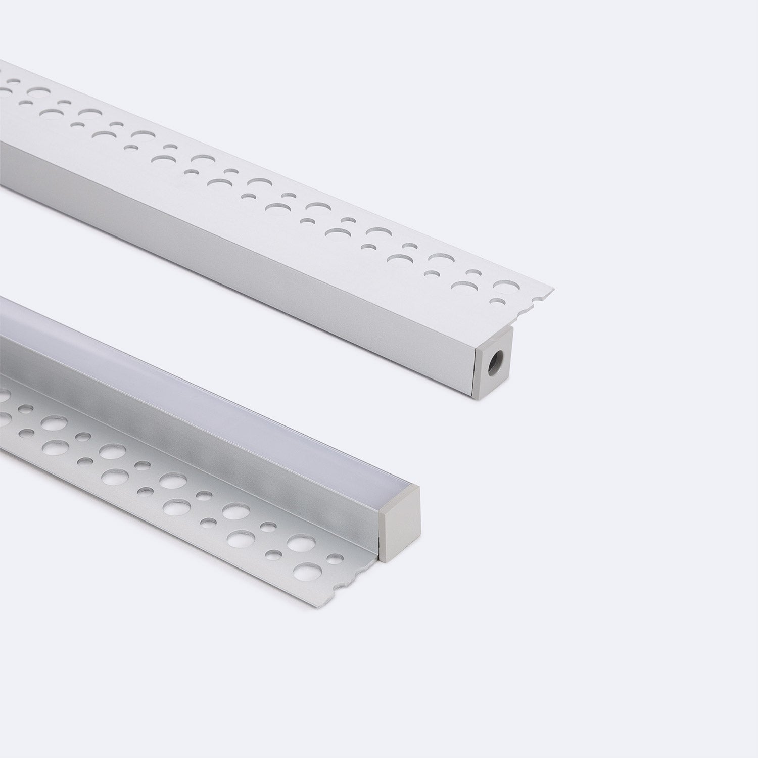 Profilé Aluminium Intégration Plâtre/Placo pour Ruban LED jusqu'à 8 mm - Aluminium 2 m Blanc translucide - Aluminium - 2