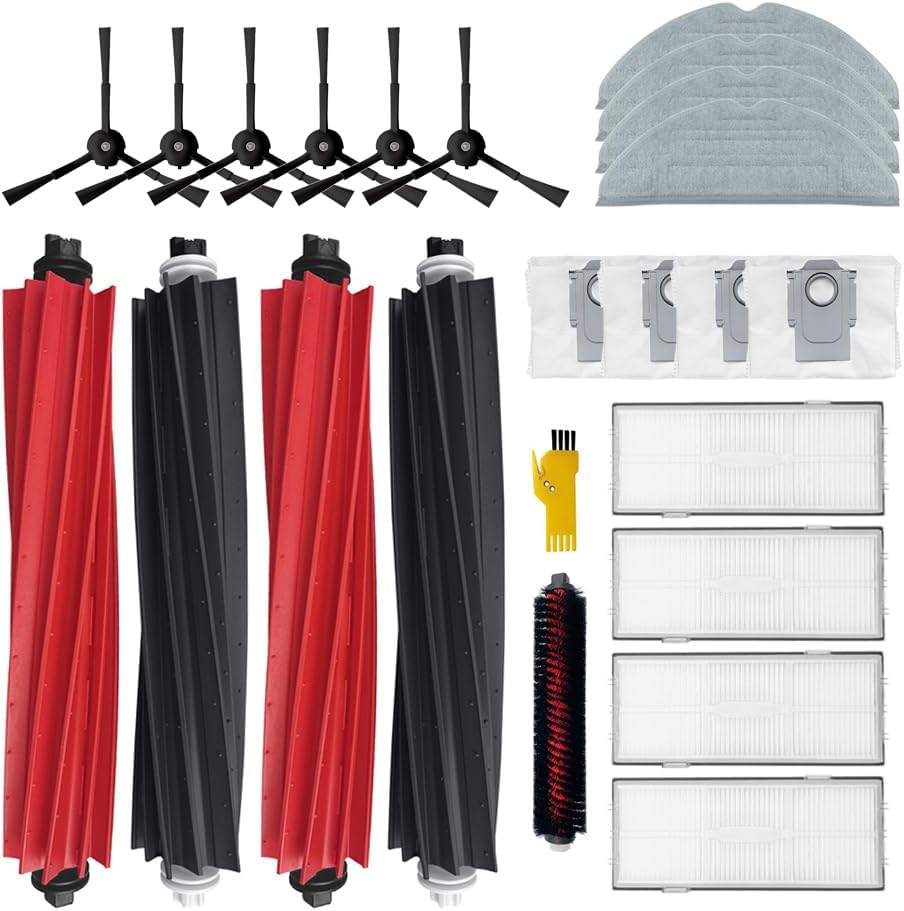 Laimaiou Reserveonderdelen voor Roborock S8 Pro Ultra stofzuigerrobot, accessoireset, 15 verpakkingen, 1 set rolborstels, 4 filters, 6 zijborstels, 3 dweildoeken