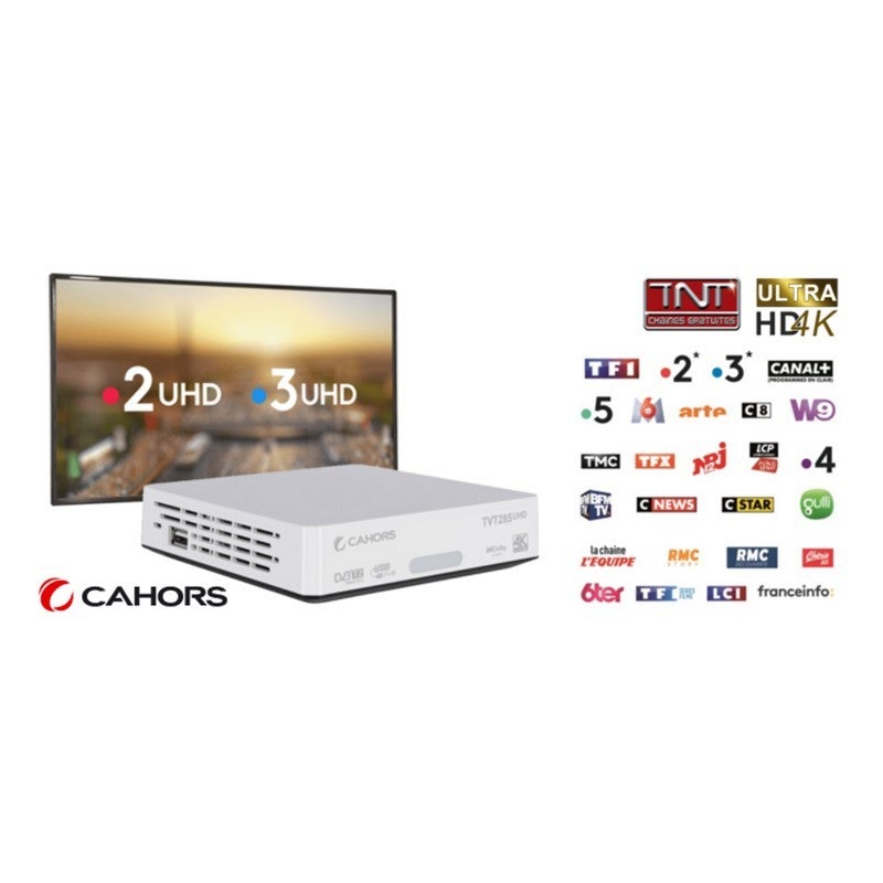 Récepteur Décodeur TNT UHD 4K Tuner Cahors TVT 285 UHD - PVR Ready, Free To Air, Fonction Time Shift, Lecteur Multimédia - 2