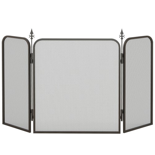 Grille De Protection Pour Cheminée En Métal - 305 Cm De Long, 76 Cm De Haut - Noir, 5 éléments Dont Porte - Sécurité Enfant/animal - 2