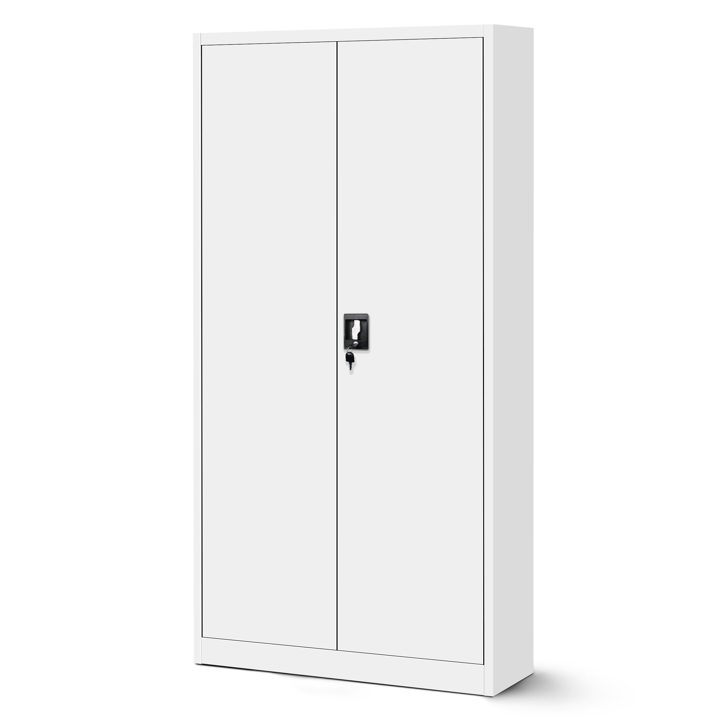 Metalowa Szafa Biurowa z 4 Regulowanymi Półkami 195 x 90 x 40 cm Biała