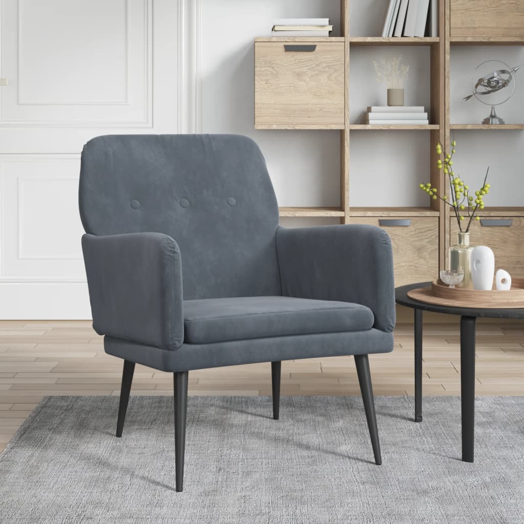 Fotel, ciemnoszary, 62x79x79 cm, obity aksamitem vidaXL