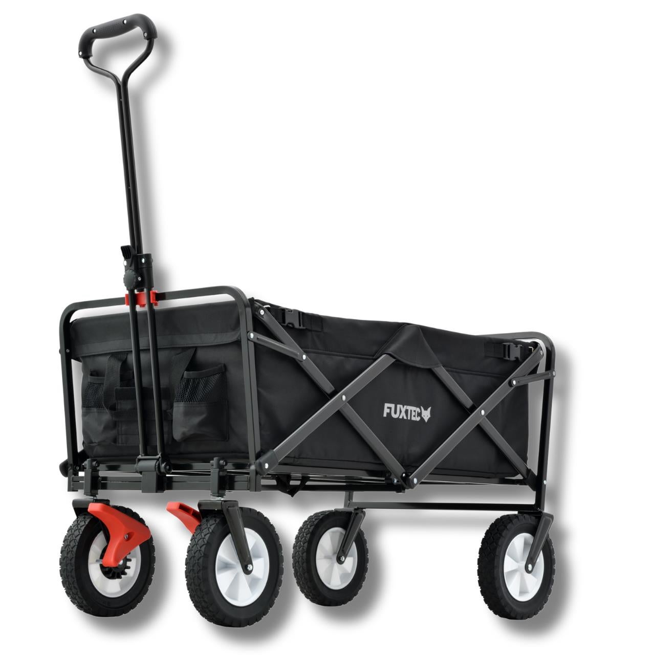Wózek reczny FUXTEC FX-CT100 | Skladany wózek reczny | Nosnosc 75 kg | Dla dzieci i bagazu | Drazek do pchania | Skladany i kompaktowy | Czarny