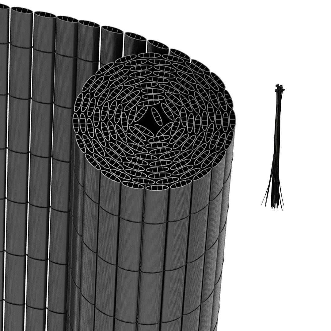 Solidna mata PVC – Zewnętrzna osłona prywatności do ogrodu, tarasu i ogrodzenia Szary 80 x 500cm