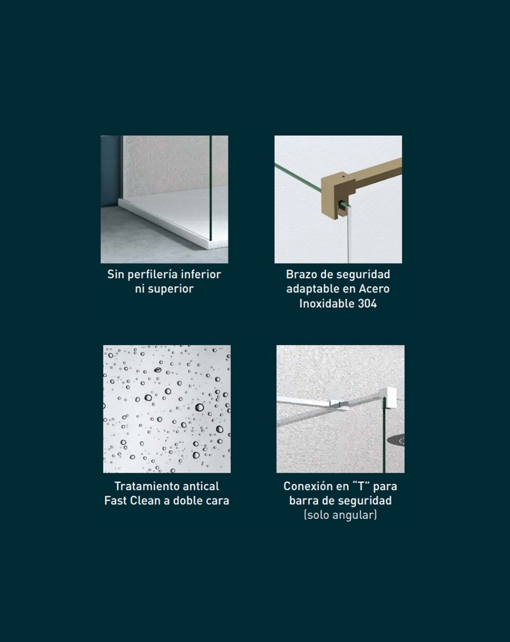 Panel de Ducha Fijo Walk In | 90 cm | Vidrio 8mm Transparente Antical | 195cm Altura | Perfil Blanco - 4