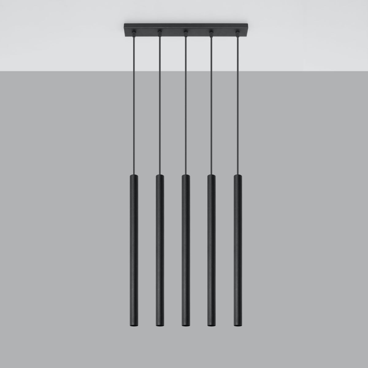 Lampa wisząca BRILL 5 czarna LED 4000K - 45x5x90cm Sollux