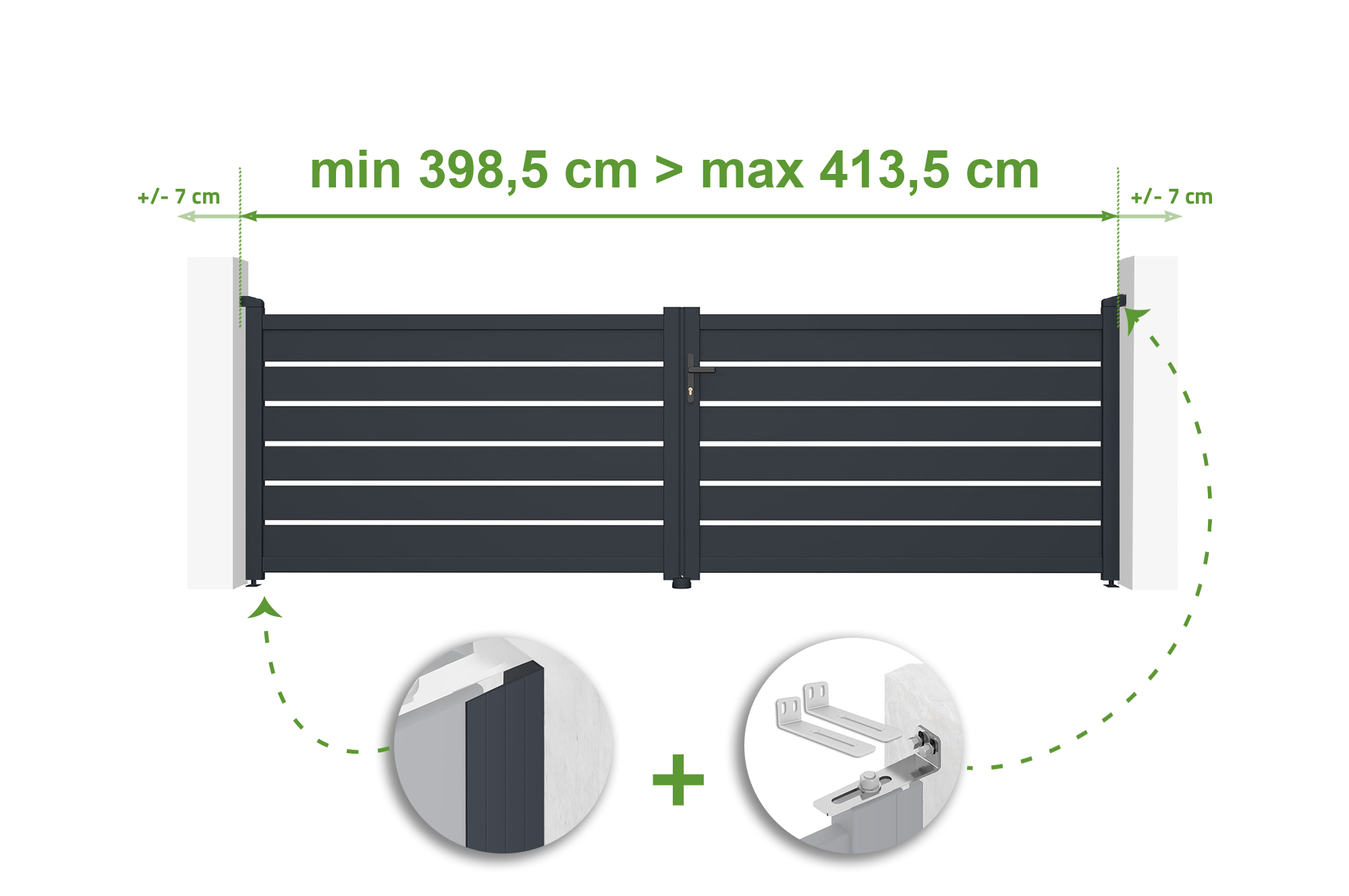 Brama skrzydłowa regulowana szerokość 4m VOGEL H.120cm szara aluminiowa