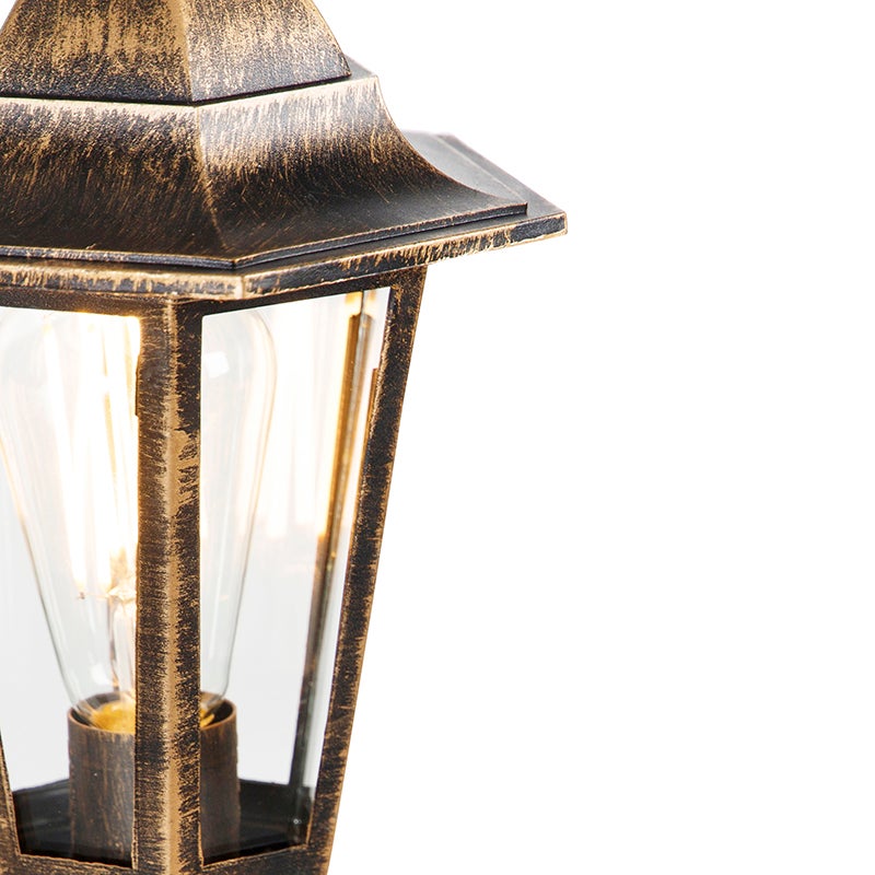 Qazqa classic-antique lanterne extérieure pour jardin - New Haven - doré/laiton, max. 15w, e27, 122cm, IP44 - 4