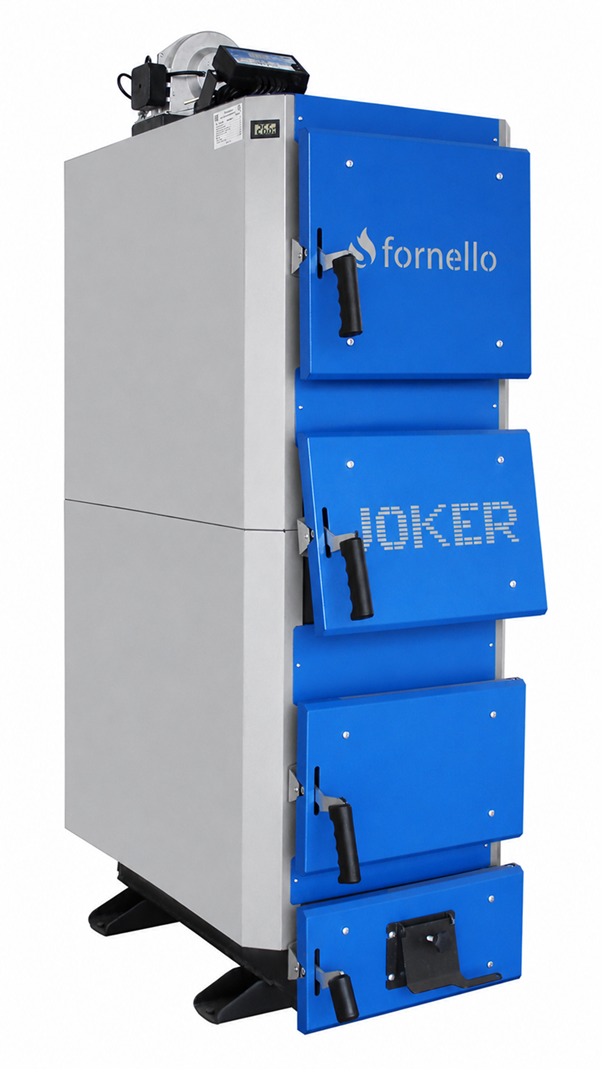 Cazan (centrala) pe combustibil solid, (lemn, carbune), Fornello JOKER 42 kW, cu Ventilator si Automatizare